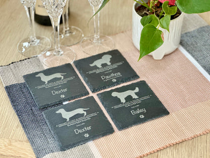 Personalised Slate Coasters - Ideal Gift for Dog Enthusiasts & Dog Lovers