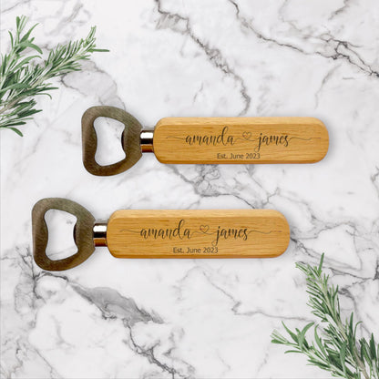 Personalised Wooden Bottle Opener – Mr & Mrs