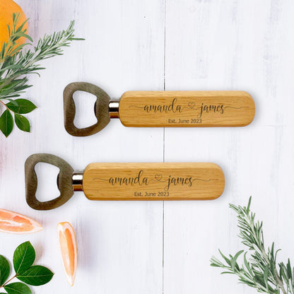 Personalised Wooden Bottle Opener – Mr & Mrs