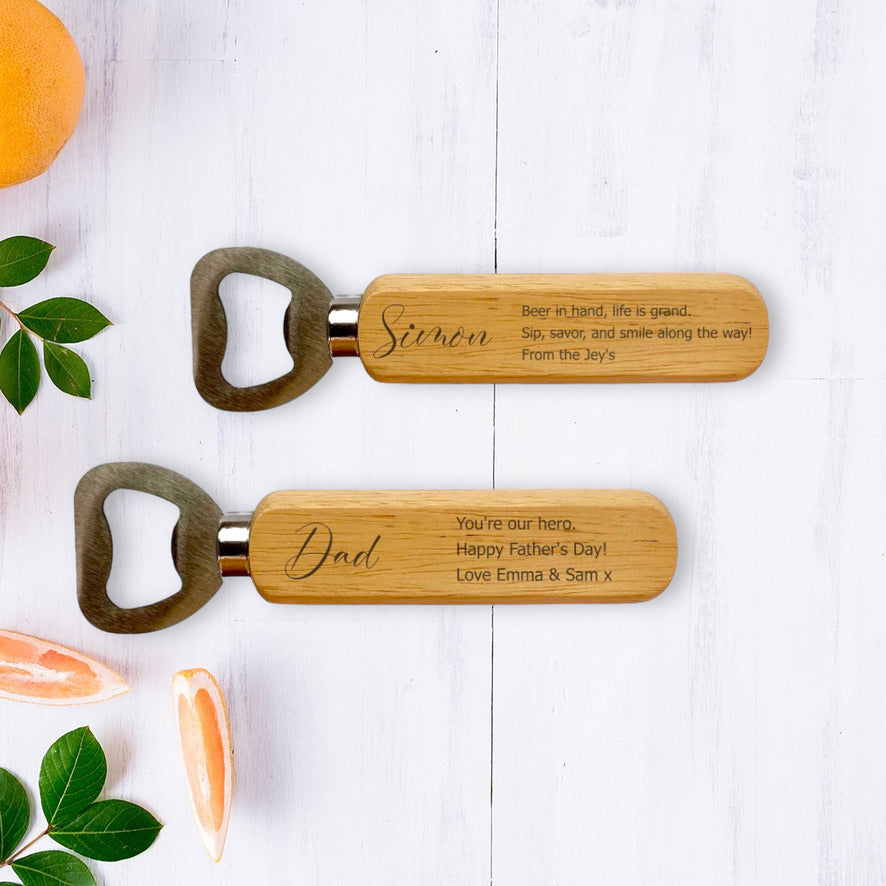 Personalised Wooden Bottle Opener –  Any Text