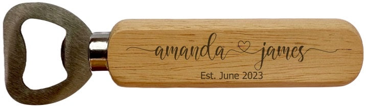 Personalised Wooden Bottle Opener – Mr & Mrs