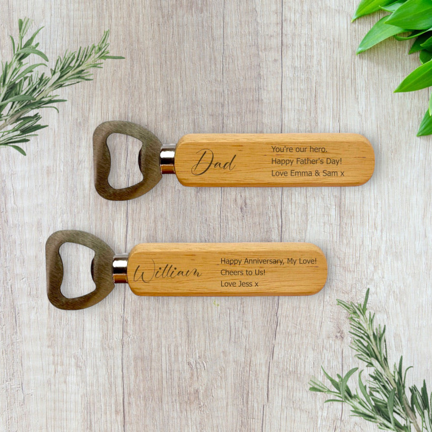 Personalised Wooden Bottle Opener –  Any Text