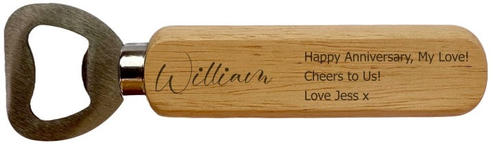 Personalised Wooden Bottle Opener –  Any Text