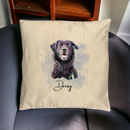 Personalised Cushion Cases (Water Colour Image) - Ideal Gift for Dog Enthusiasts & Dog Lovers