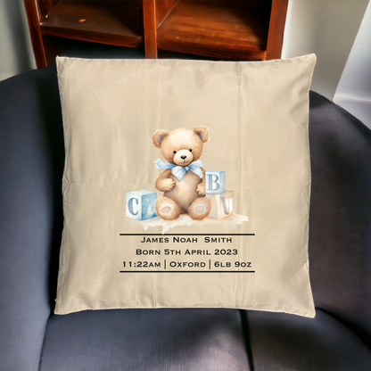 Personalised Cushion Cases - New Born Boy