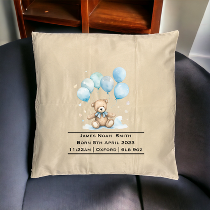 Personalised Cushion Cases - New Born Boy