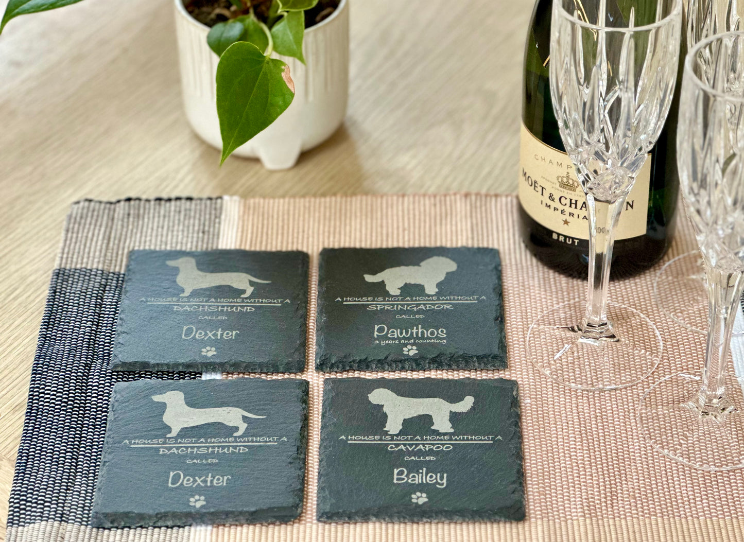 Personalised Slate Coasters - Ideal Gift for Dog Enthusiasts & Dog Lovers