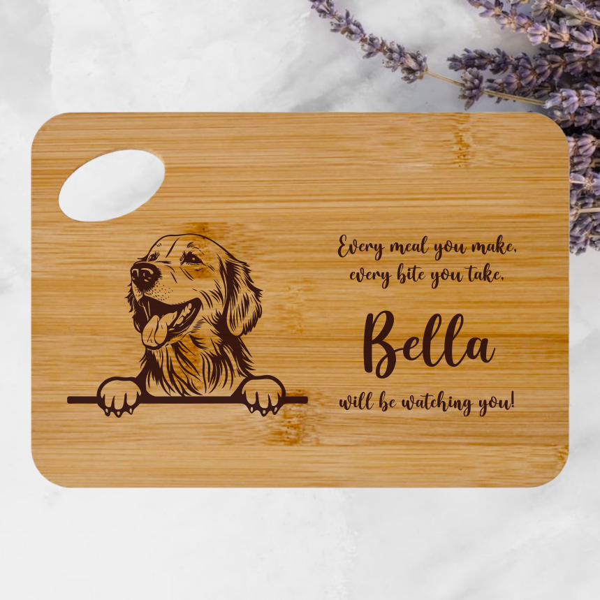 Personalised Chopping / Serving Board - With a Dog Image & Quote