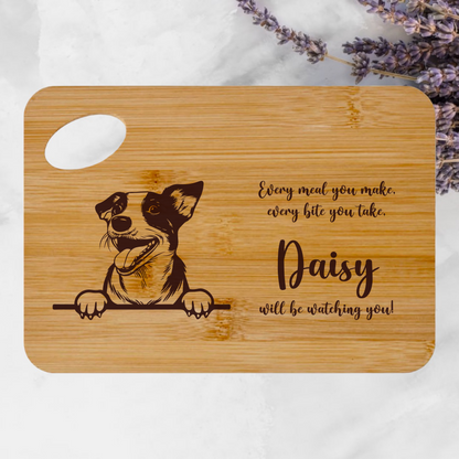 Personalised Chopping / Serving Board - With a Dog Image & Quote