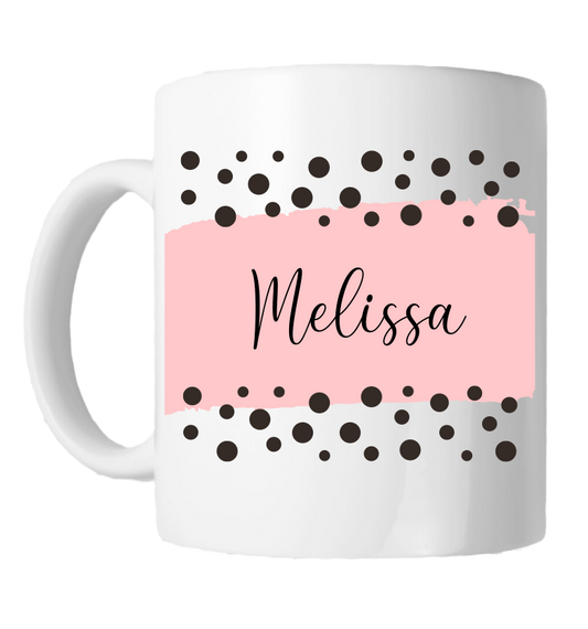 Personalised Mug - Dotted Pink