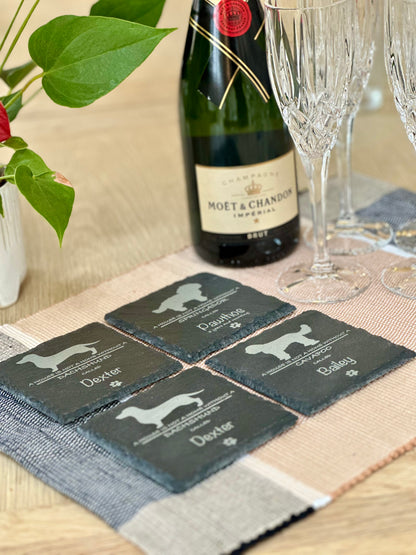 Personalised Slate Coasters - Ideal Gift for Dog Enthusiasts & Dog Lovers