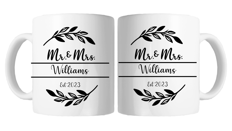 Personalised Mr & Mrs Mug Set Monochrome