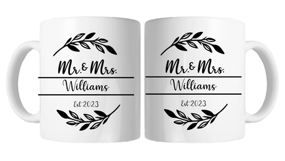 Personalised Mr & Mrs Mug Set Monochrome