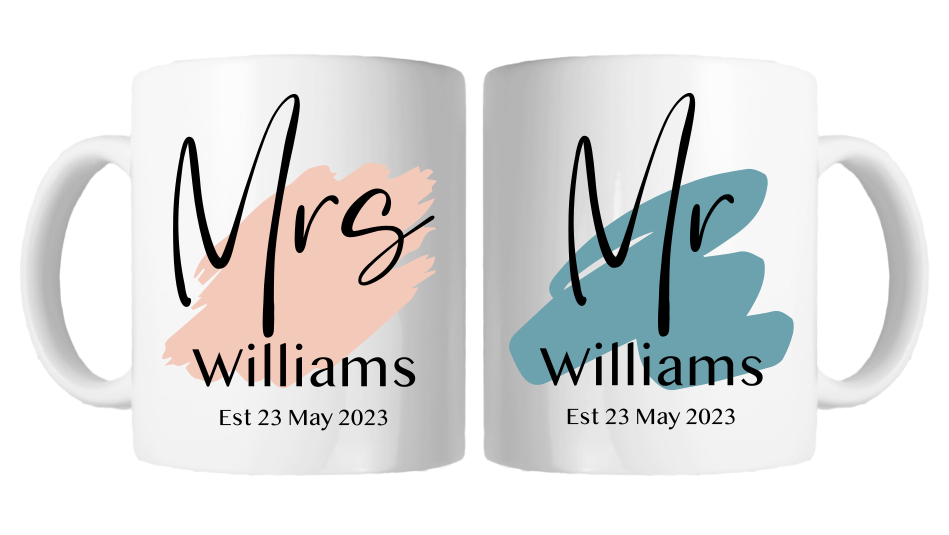 Personalised Mr & Mrs Mug Set