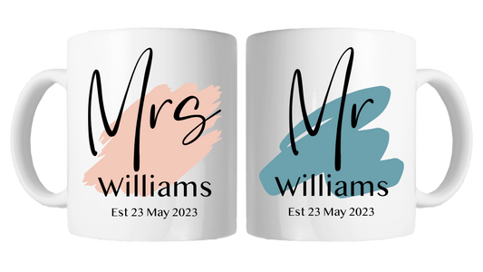 Personalised Mr & Mrs Mug Set