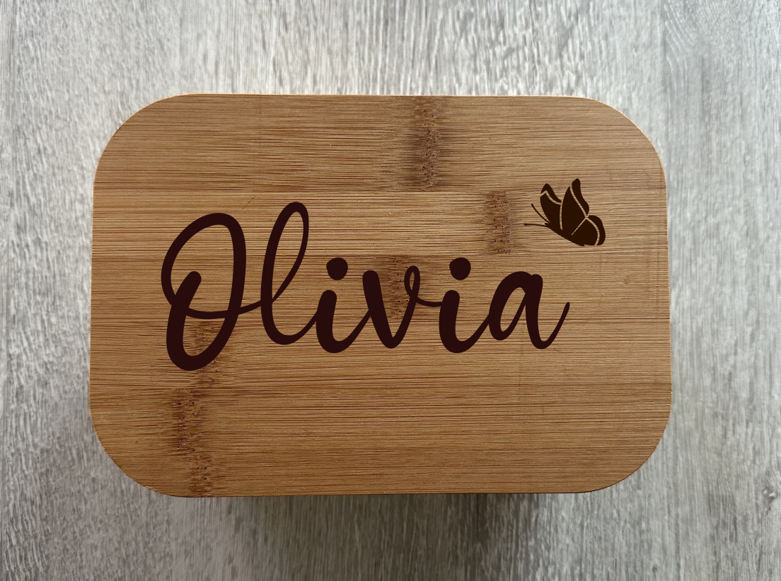 Personalised Lunch Box - Name & Butterfly