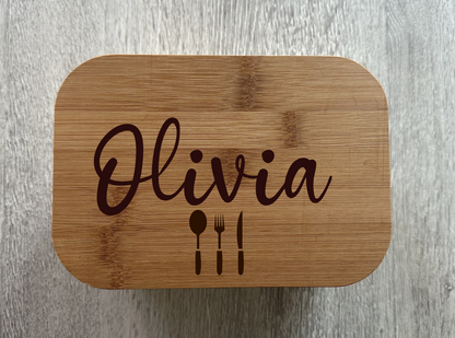 Personalised Lunch Box - Name & Cutlery