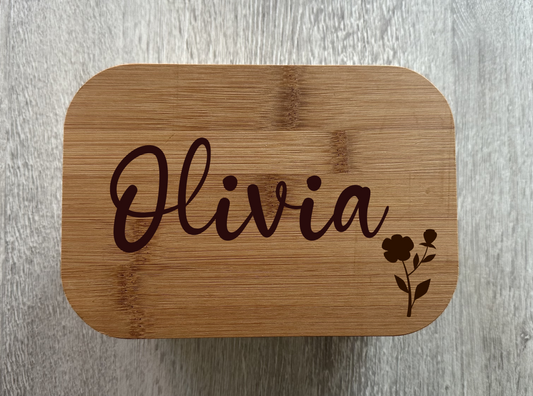 Personalised Lunch Box - Name and Flower