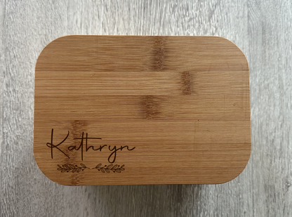 Personalised Lunch Box - Name & Leaf Design