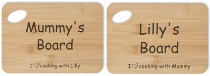 Personalised Chopping Board Gift Set with Mummy, Daddy, Grandma, Grandad & Me (Chopping boards engraved with any names)