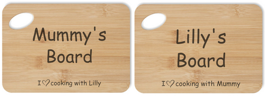 Personalised Chopping Board Gift Set with Mummy, Daddy, Grandma, Grandad & Me (Chopping boards engraved with any names)