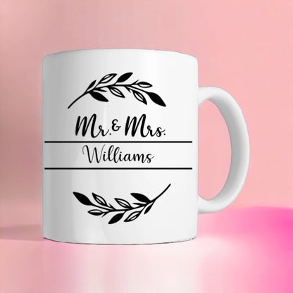 Personalised Mr & Mrs Mug Set Monochrome