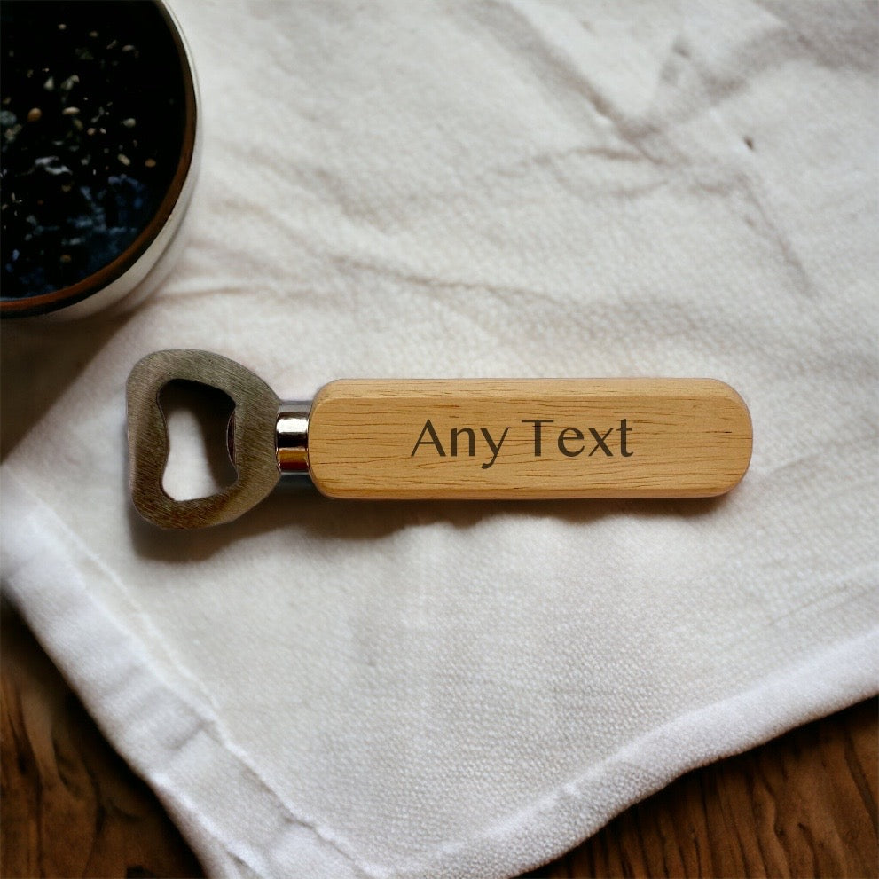 Personalised Bottle Opener with Wooden Handle