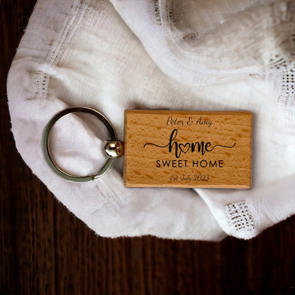 Personalised Key Rings - Home Sweet Home with heart