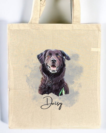 Personalised Tote Bag (Water Colour Image) - Ideal Gift for Dog Enthusiasts & Dog Lovers