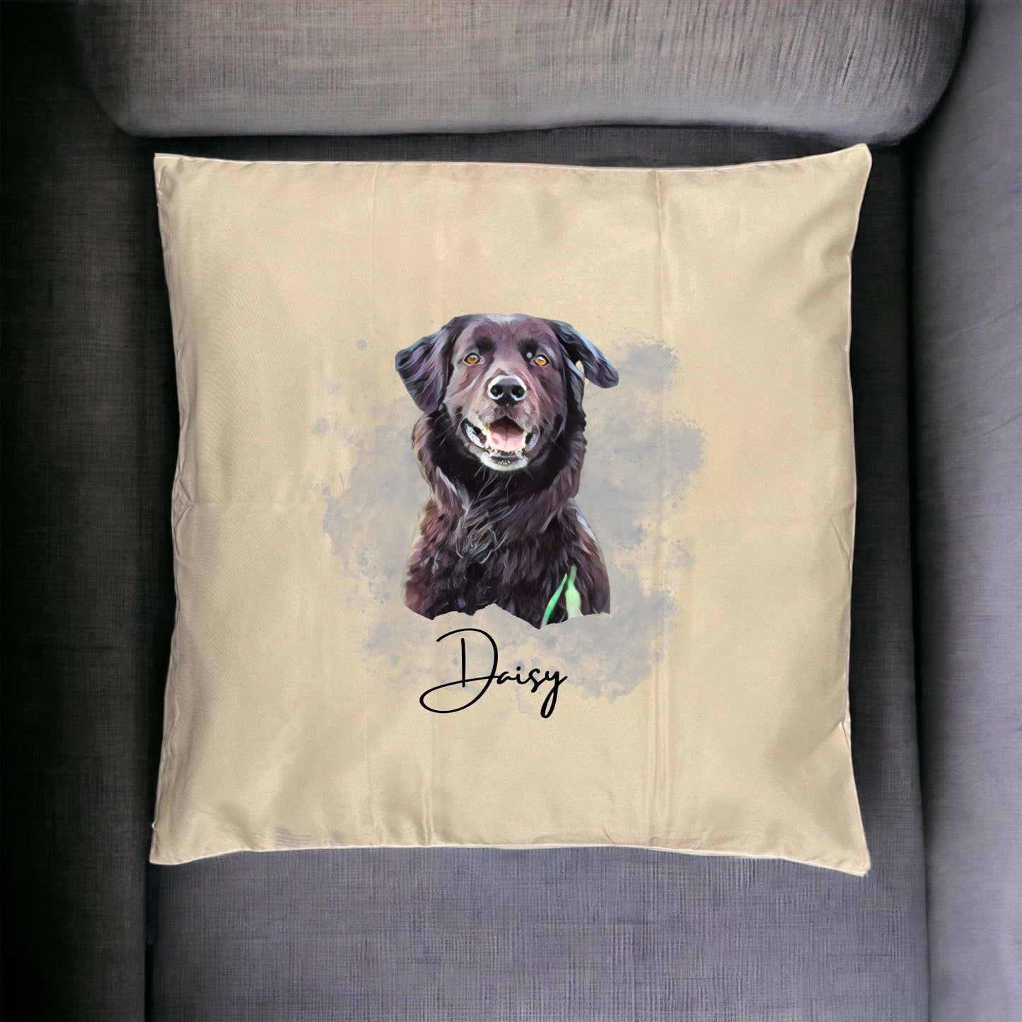 Personalised Cushion Cases (Water Colour Image) - Ideal Gift for Dog Enthusiasts & Dog Lovers