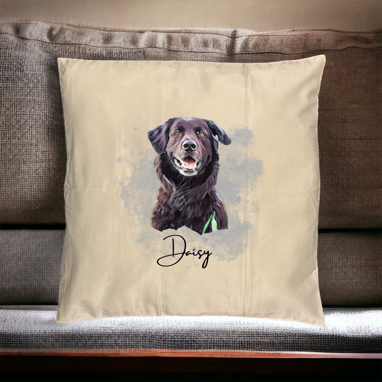 Personalised Cushion Cases (Water Colour Image) - Ideal Gift for Dog Enthusiasts & Dog Lovers